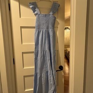 Light Blue Ruffled Maxi Dress